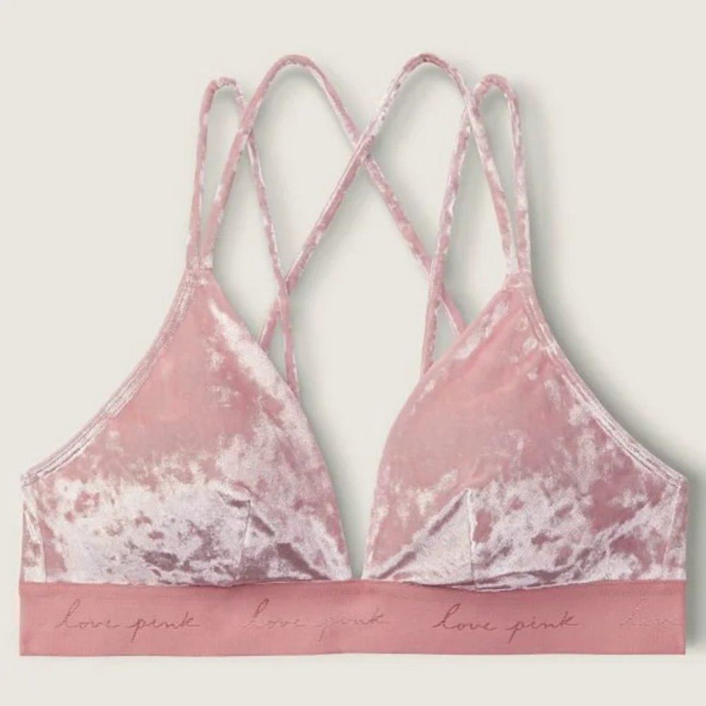 NWT PINK VELVET SET Bralette Panty XL - Picture 7 of 12